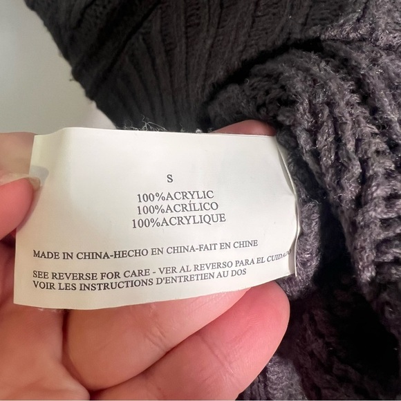 Nine West Jeans Turtleneck Sweater Dark Gray Cableknit S - Picture 9 of 9